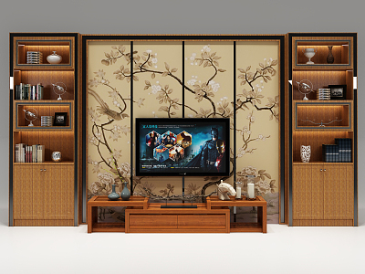 New Chinese TV Background Cabinet TV Cabinet Combination model