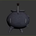 Sturdy Metal Cooking Equipment With Red Accents Handle Knob And Tripod Legs