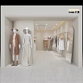Modern Clothing Store Interior With Mannequins Displayed Outfits Hanging Clothes And Wall Mirrors