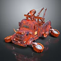 Rusty Metal Handmade Toy Tow Truck With Vintage Style And Decorative Crane