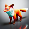 Cute 3D Cartoon Fox Figure With Orange Fur White Tail And Blue Chest