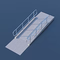 Outdoor Concrete Accessibility Ramp With Metal Handrails And Flat Surface 3d model