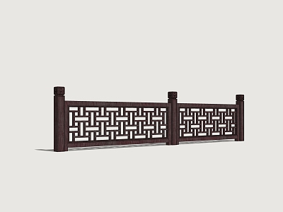 Wooden Railing Commercial Railing Handrail Wooden Fence 3d model