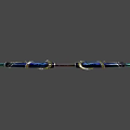 Blue Decorative Longbow With Gold Accents White String And Traditional Design