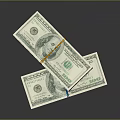 Stacks of 100 Dollar Bills Tied with Orange and Blue Rubber Bands