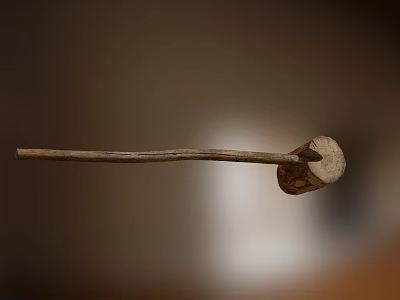 Ancient Weapon With Wooden Handle And Metal Head For Historical Combat 3d model