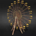 Classic Ferris Wheel Amusement Equipment With Yellow Cabins And Metal Frame Design