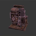Rusty Industrial Mechanical Equipment With Complex Structure Motor And Base