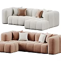 Modern Modular Sofa Designs With Soft Fabric And White Decorative Pillows 3d model