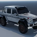 Silver Mercedes G Class 6x6 Off Road Vehicle With Rugged Exterior And Six Wheels