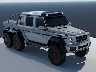 Silver Mercedes G Class 6x6 Off Road Vehicle With Rugged Exterior And Six Wheels 3d model
