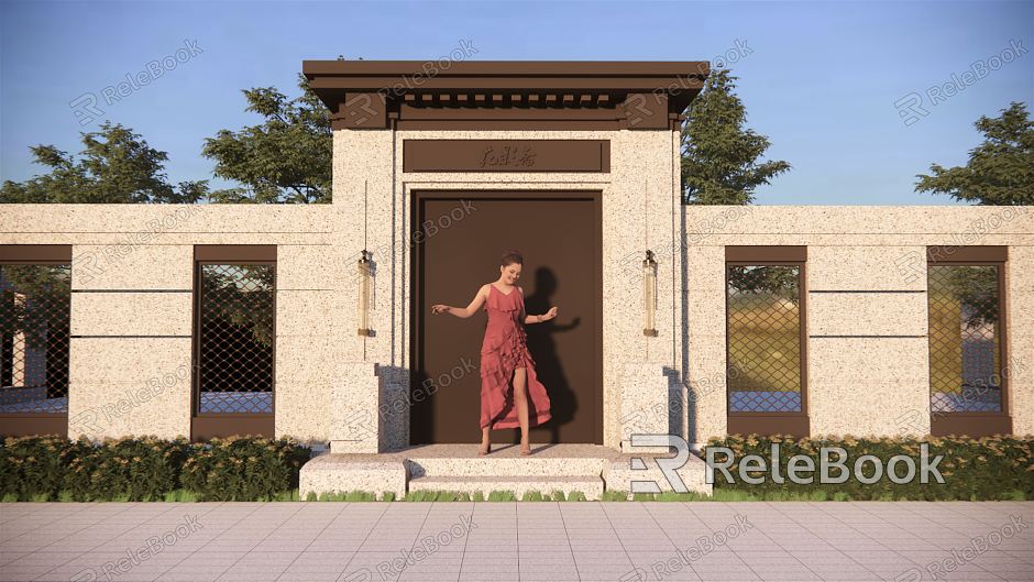 Modern Gate Community Landscape Villa Area Gate Head Gate Building model