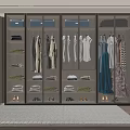 Modern Wardrobe Interior Design With Bright Lighting Multifunctional Storage Hanging Folded Clothes And Glass Doors