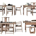 Chinese Style Wooden Tea Table And Chairs With Classic Design And Accessories