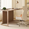 Children's Wooden Desk In Bright Room With Chair Table Lamp Small Plant