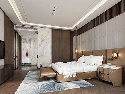 Modern Light Luxury Presidential Suite Bedroom 3d model