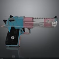 Colorful Decorative Gun With Blue Pink And Black White Checkered Design