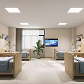 Hospital Outpatient Clinic Warm Ward With Beds And Plants
