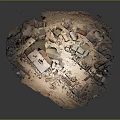 Desert Wasteland Diorama With Rustic Shack Barrels And Old Vehicles