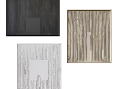 Abstract Framed Artworks With Dark Light Striped Textures And Square Elements 3d model