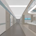 Modern Hospital Outpatient Clinic Interior With Nurse Station And Corridor Design