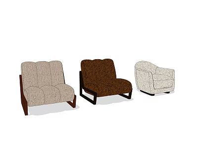 Modern Single Seater Sofa Styles in Beige Brown and White Colors 3d model