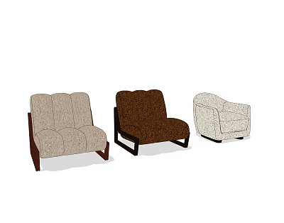 Modern Single Seater Sofa Styles in Beige Brown and White Colors 3d model