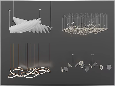 Modern Creative Pendant Lights With Various Geometric Designs And Ambient Lighting 3d model