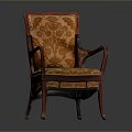 Classic Style Accent Chair With Floral Pattern Upholstery And Wooden Armrests Brown Frame