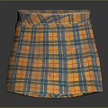 Stylish Orange And Blue Plaid Skirt With Classic Checkered Pattern Design