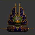 Cosmic Themed Spacecraft Design With Telescope Feature Vibrant Green Purple Yellow Accents Astronomical Wing Structure
