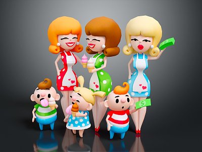 Modern Cartoon Character Ice Cream Woman Cartoon Woman Female model