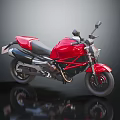 Red Motorcycle With Sleek Design Black Seat And Reflection On Black Surface 3d model