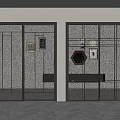 Modern Sliding Doors With Black Frames And Glass In Contemporary Interior With Fireplace And Decor