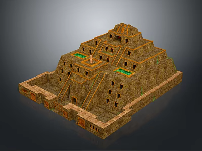 Ancient Pyramid Structure With Multi Tiered Design Stone Steps And Carved Details 3d model