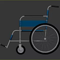 Blue Wheelchair With Lightweight Metal Frame And Large Wheels And Comfortable Footrests