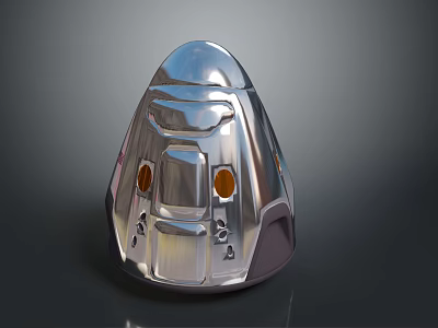 Shiny Metallic Futuristic Device With Smooth Surface And Orange Circular Components 3d model