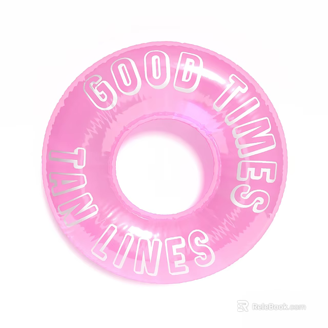 Pink Inflatable Pool Float with Good Times and Tan Lines Lettering for Summer 3d model 