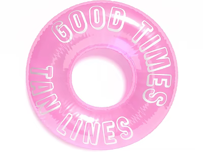 Pink Inflatable Pool Float with Good Times and Tan Lines Lettering for Summer 3d model