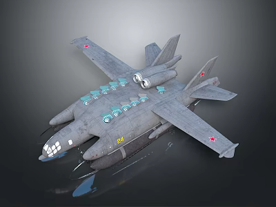 Gray Aerial Spacecraft With Multi Window Design Twin Engines And Red Emblem On Wings 3d model