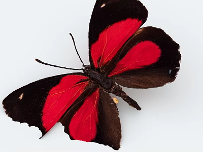 Black And Red Butterfly With Vibrant Red Wing Patches On White Background 3d model