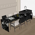 Modern Marble Dining Table and Chair Set With Fruit Bowl Book And Kitchen Island