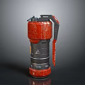 Red Black Portable Household Flashlight With Handle And Reflective Base