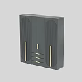 Dark Green Chest of Drawers with Golden Handles Modern Minimalist Design and Storage Doors