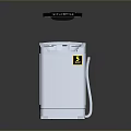 White Compact Desktop Computer With Open Lid Control Panel And Warning Label Cable