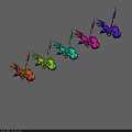 Colorful Dragon Characters With Various Colors Arranged In Rows As 3d model