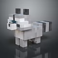 Pixelated Raccoon Character Design With Gray Black Stripes And 3D Render