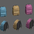 Assorted Color Backpacks In Blue Yellow And Pink With Front Pockets And Black Straps
