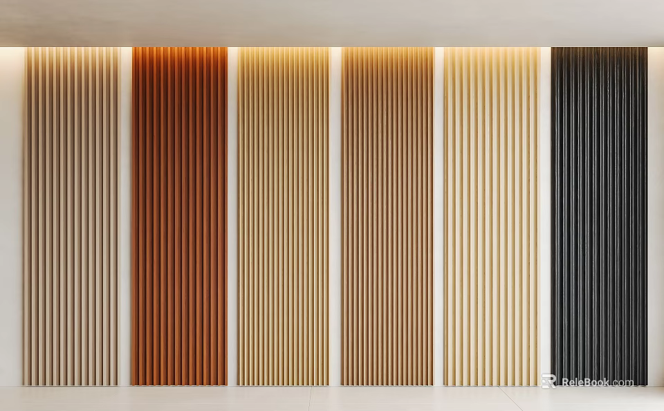 Modern Wall Panels with Vertical Slat Design in Various Colors for Interior Decoration 3d model 