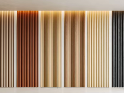 Modern Wall Panels with Vertical Slat Design in Various Colors for Interior Decoration 3d model